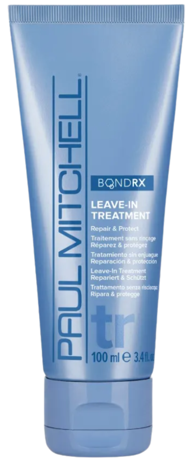 Blue tube of Paul Mitchell Bond RX Leave-In Treatment for hair repair and protection, 100 ml.