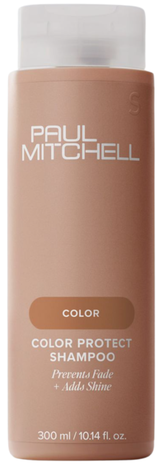 Paul Mitchell Color Protect Shampoo bottle in rose gold with white text, 300 ml size.