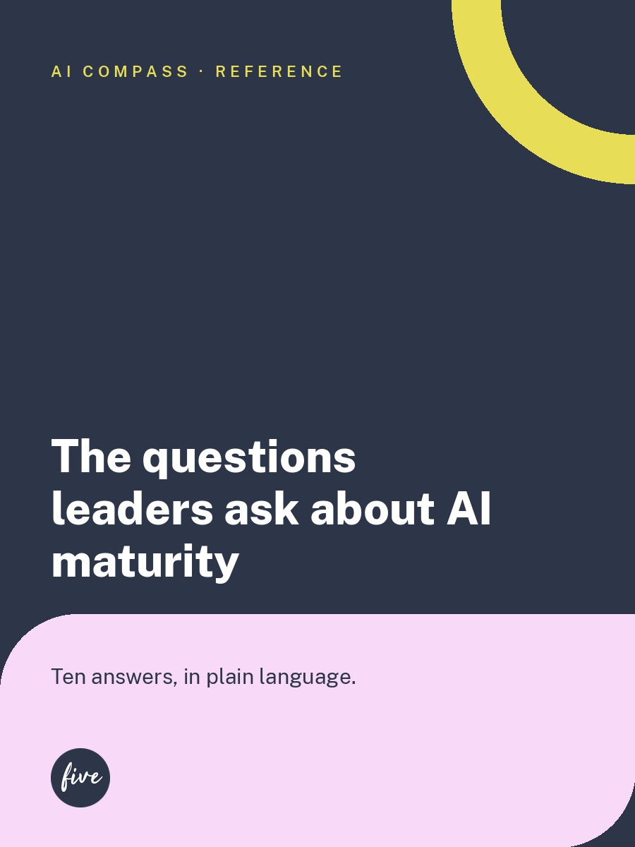 Ten questions leaders ask most often about AI maturity, readiness and assessment — answered plainly, without the vendor gloss.