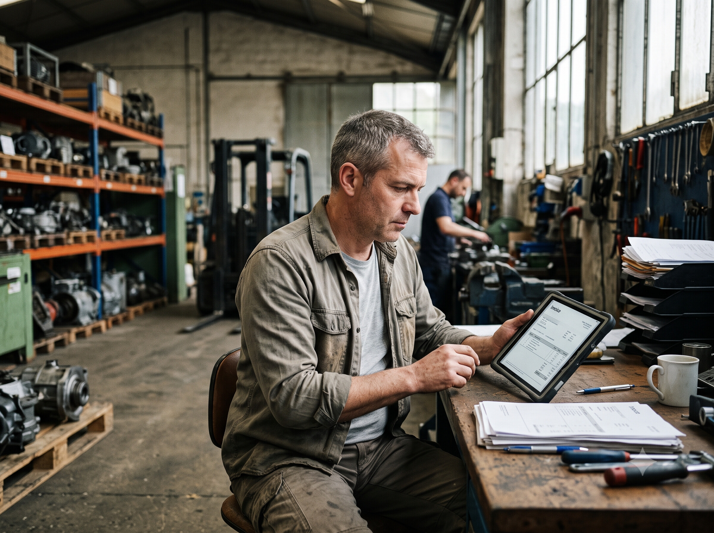 SMB owner reviewing an invoice before its due date