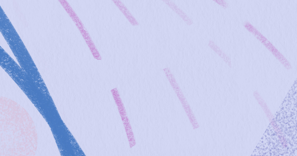 Abstract blue and green curves on a light blue or purple background