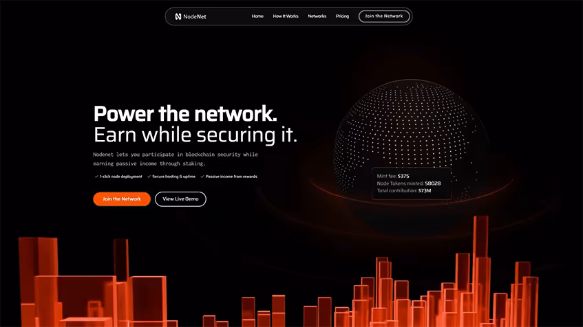 Nodenet blockchain nodes hero section