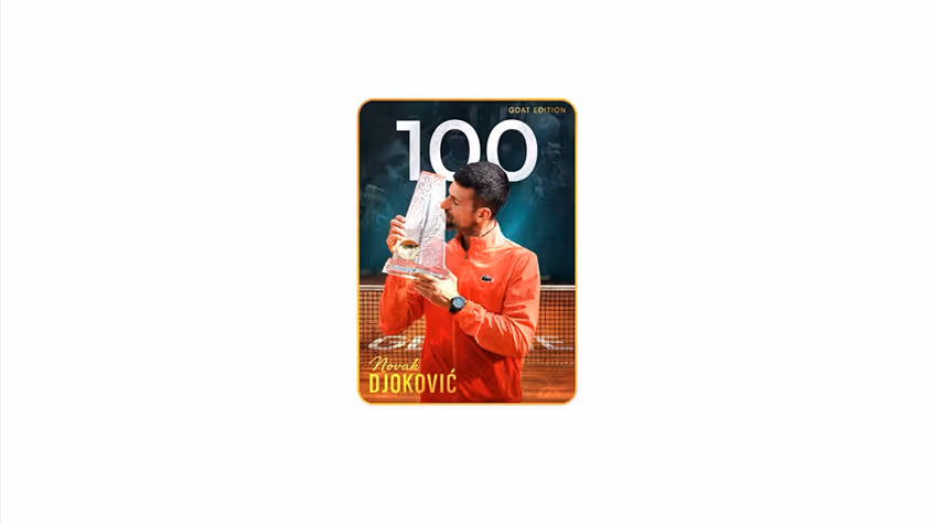 Novak Djokovic 100th title card