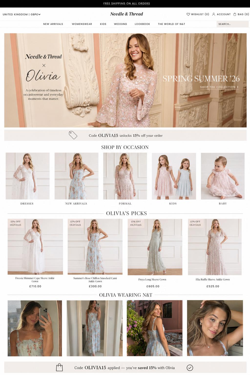CreatorCommerce co-branded storefront mockup for Needle and Thread