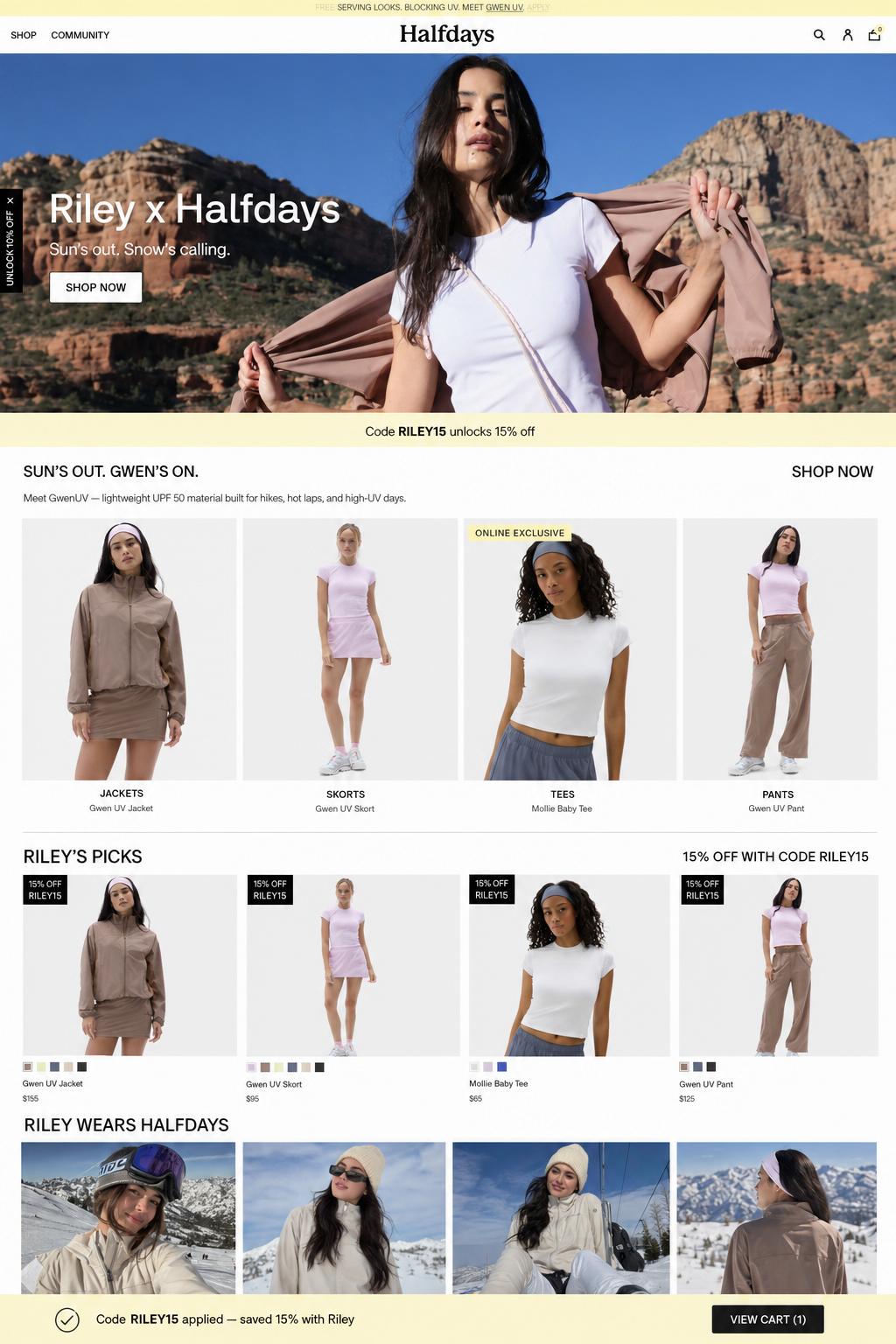 CreatorCommerce co-branded storefront mockup for Halfdays