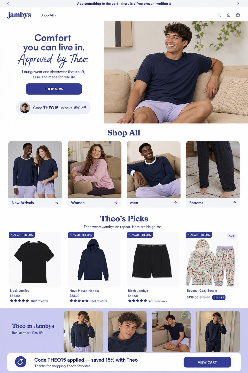 CreatorCommerce co-branded storefront mockup for Jambys
