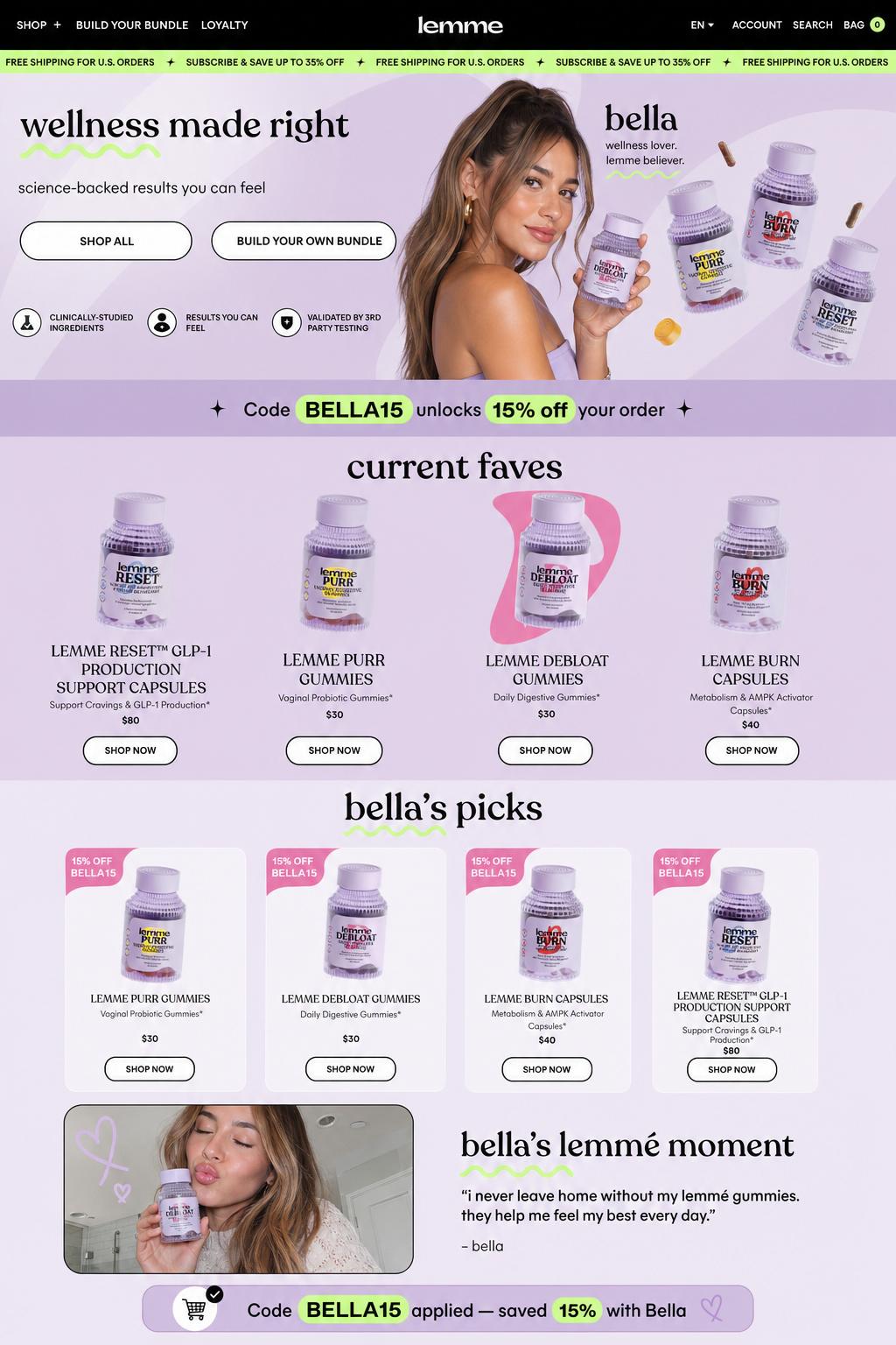 CreatorCommerce co-branded storefront mockup for Lemme