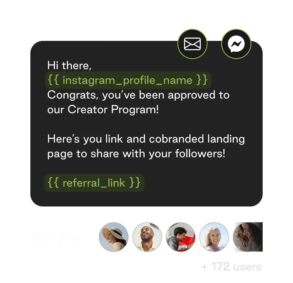 Superfiliate creator communications module