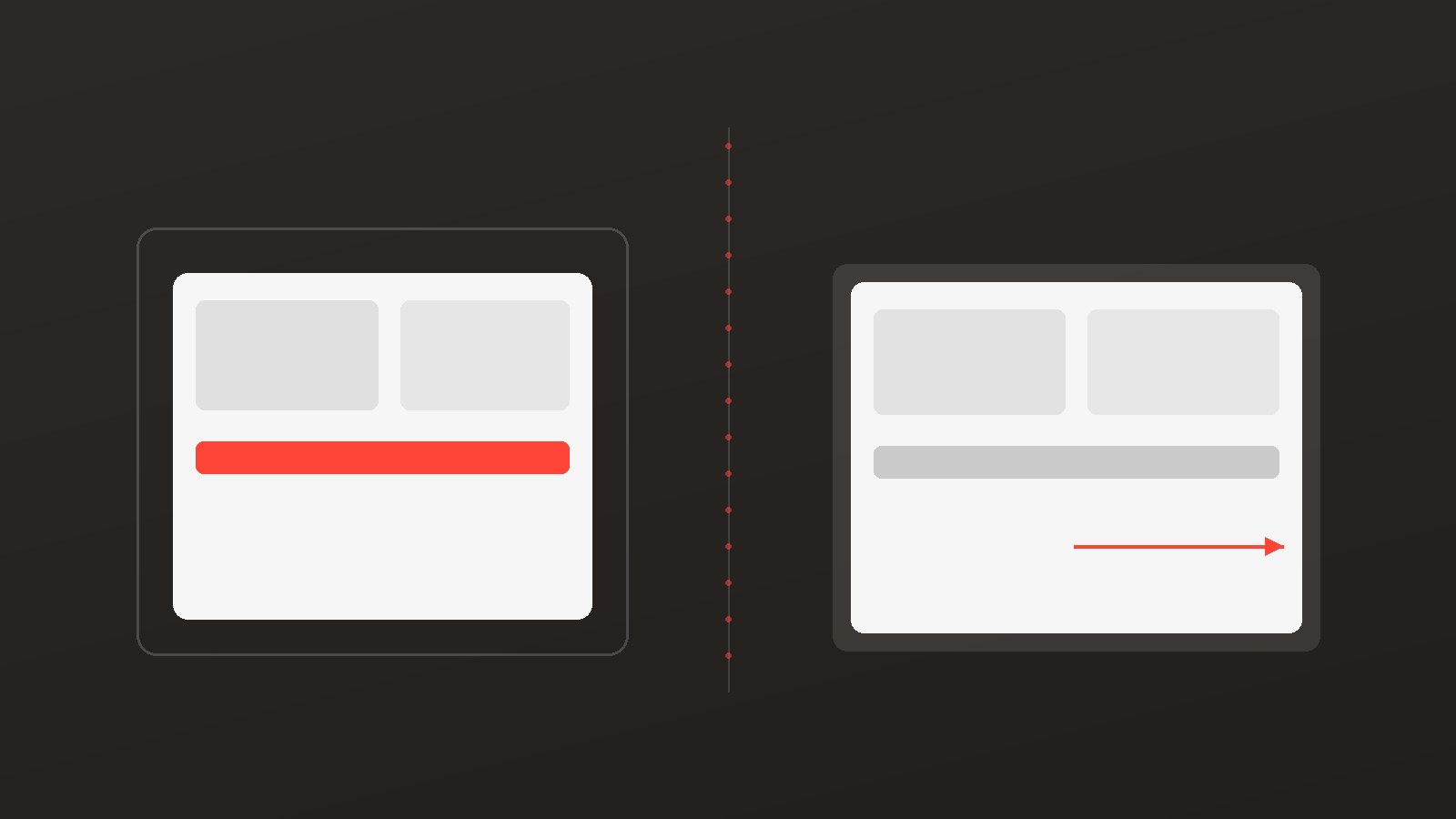 Comparison illustration of on-domain Shopify-native versus off-domain hosted creator storefronts
