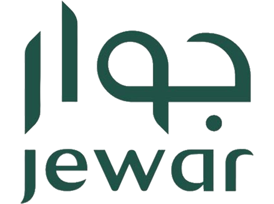 Jewar logo with stylized Arabic text above the word 'jewar' in lowercase letters.