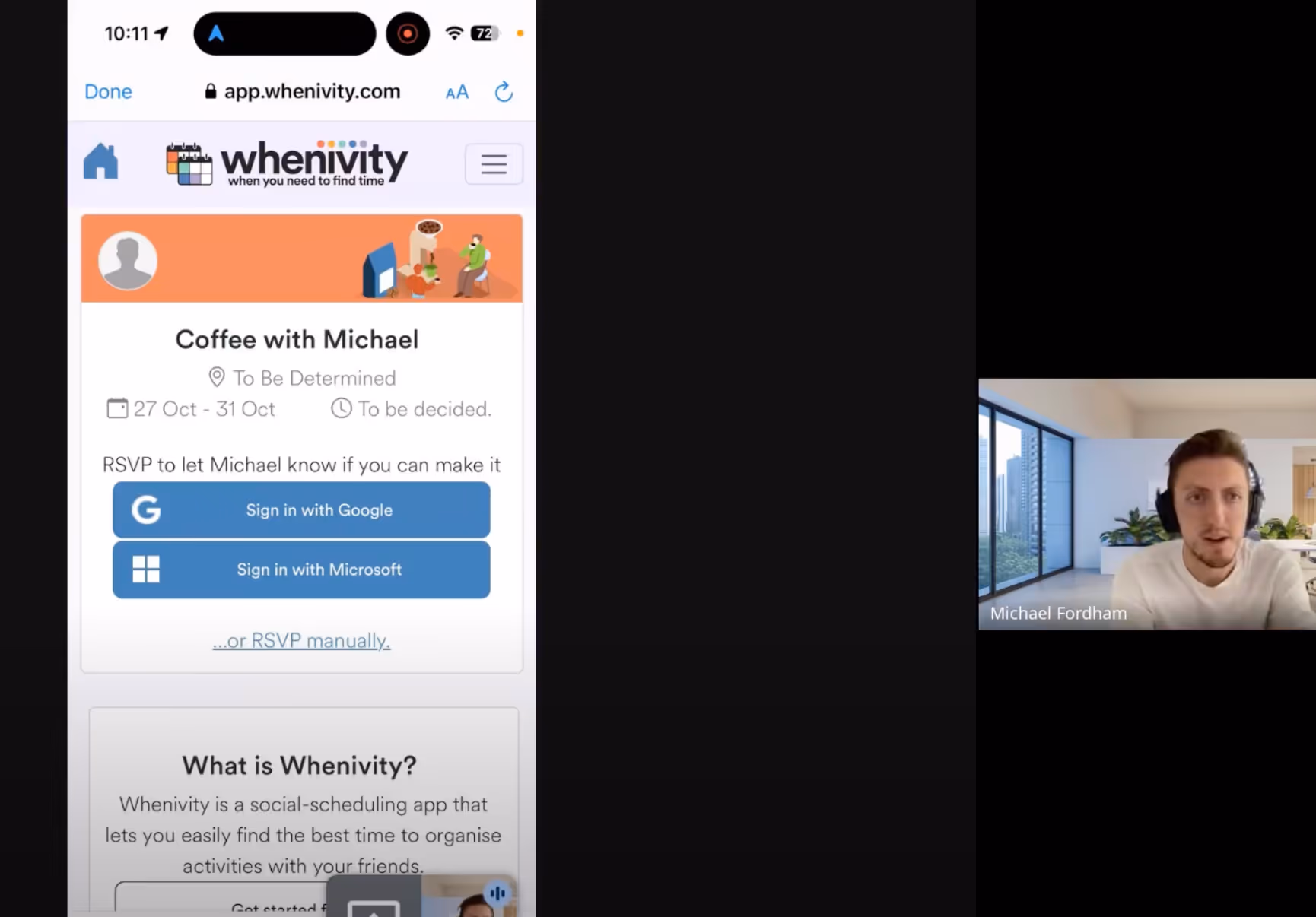A screenshot of a live usability session
