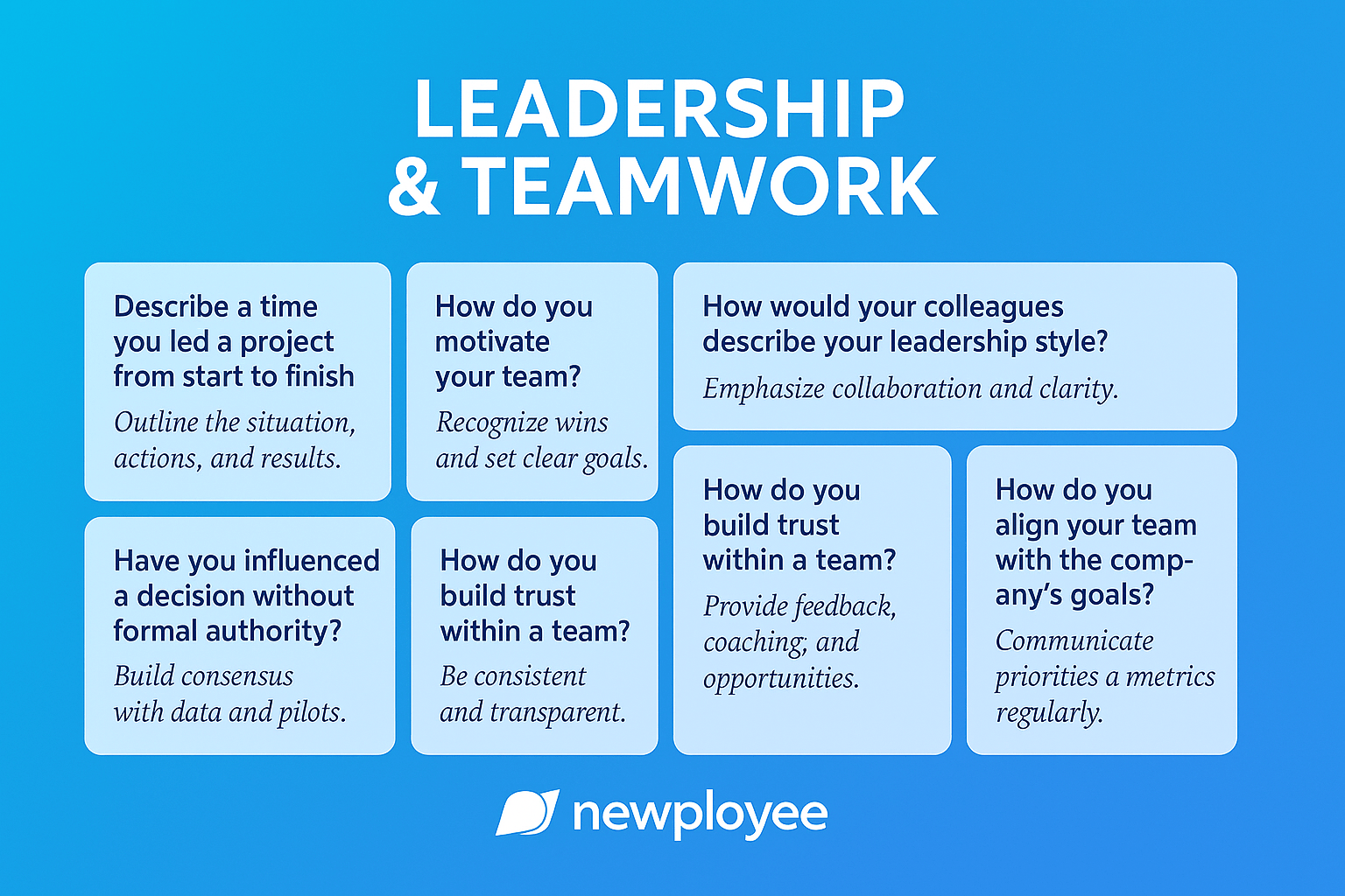 leadership and teamwork questions for promotion interview