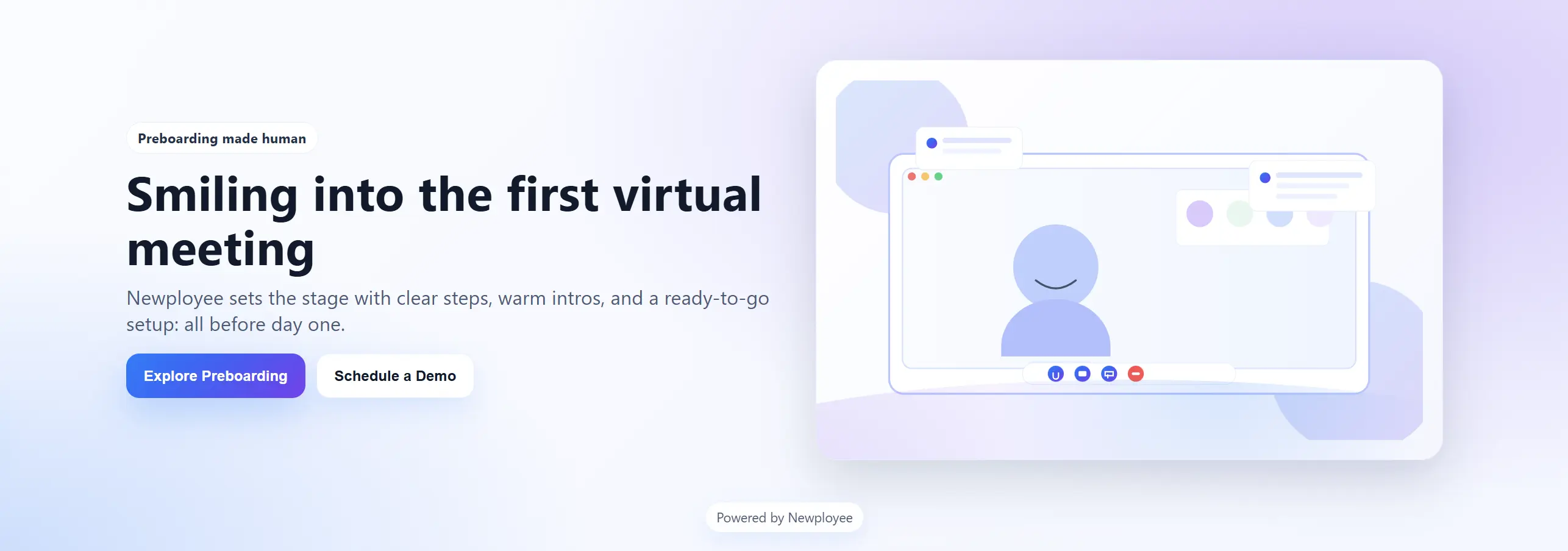 First virtual meeting during remote employee onboarding