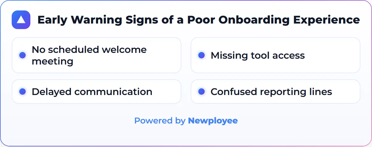 Early warning signs of a poor employee onboarrding experience