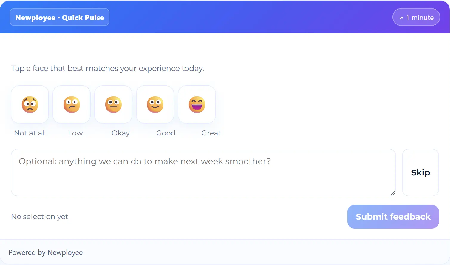 Quick pulse survey inside Newployee