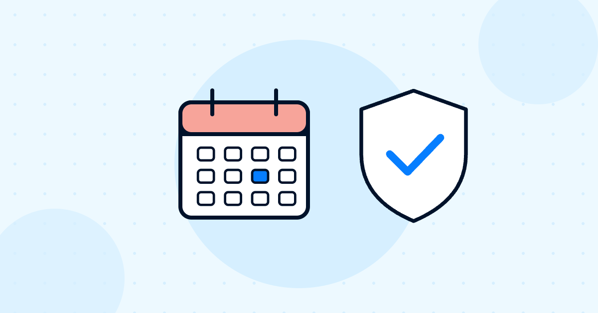 Probation period illustration showing a calendar and a shield