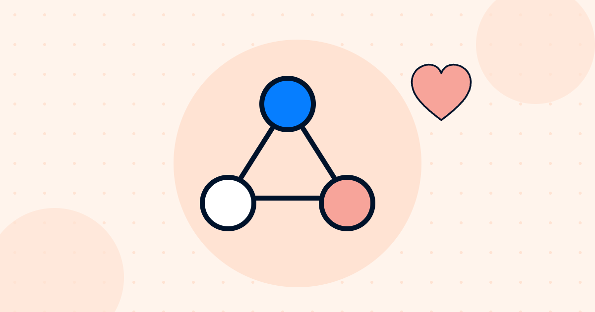 Alumni network illustration showing connected nodes and a heart
