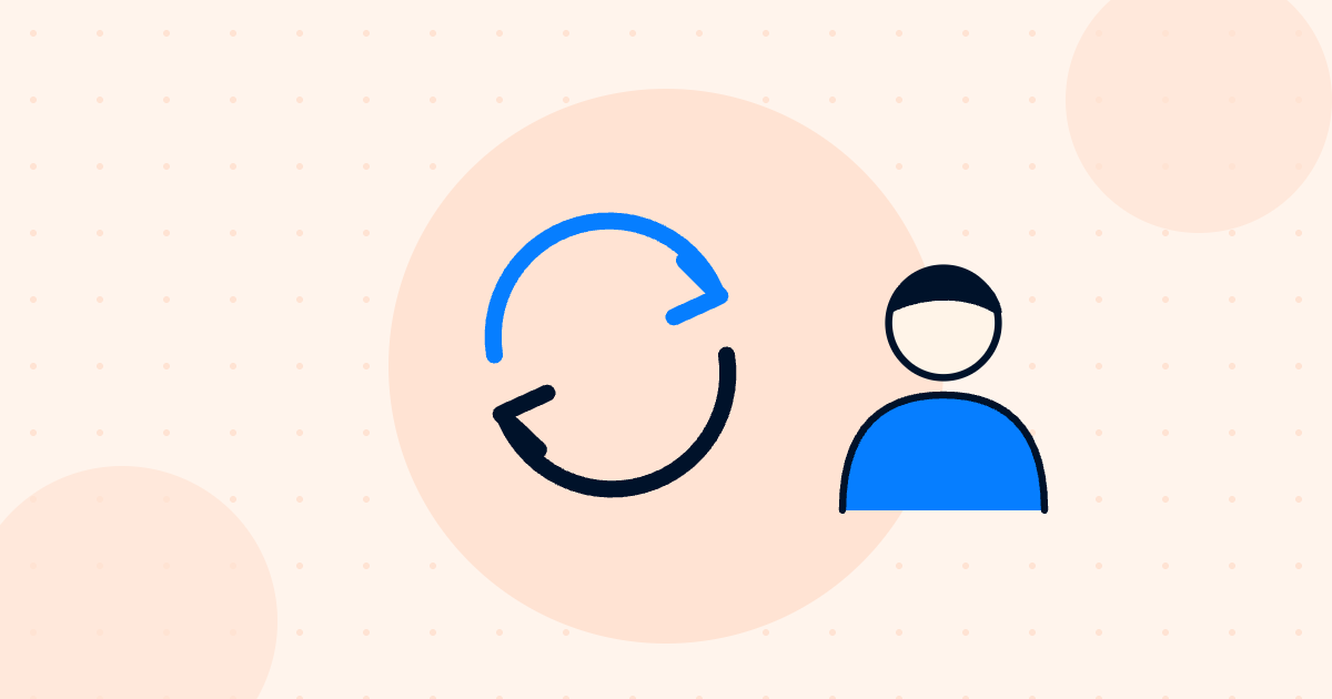 Reboarding illustration showing circular arrows and a person