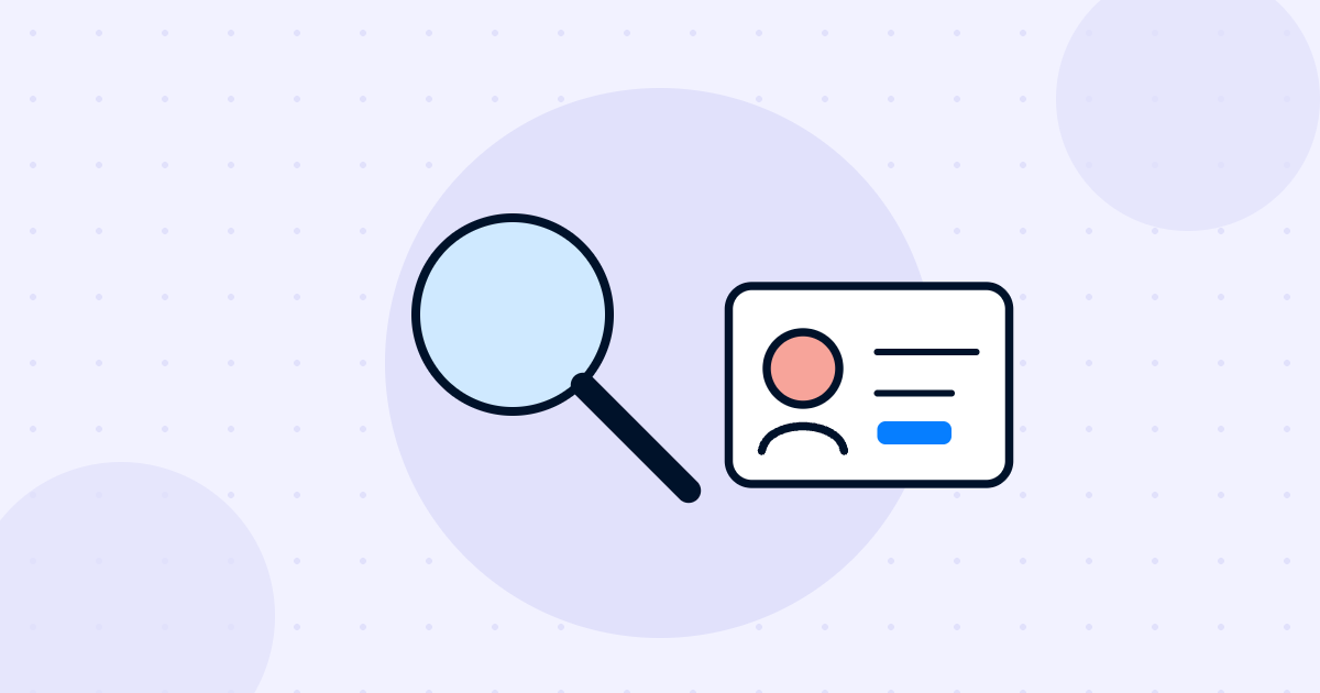 Applicant tracking system (ATS) illustration showing a magnifying glass and an ID card