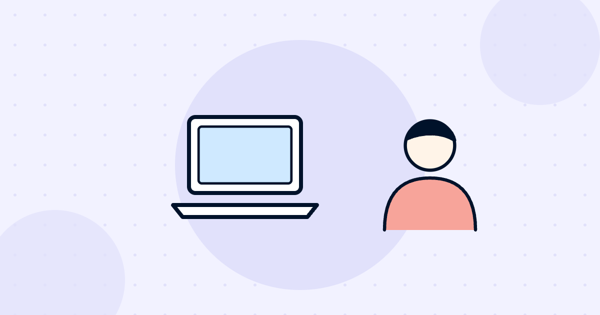 Employee self-service illustration showing a laptop and a person