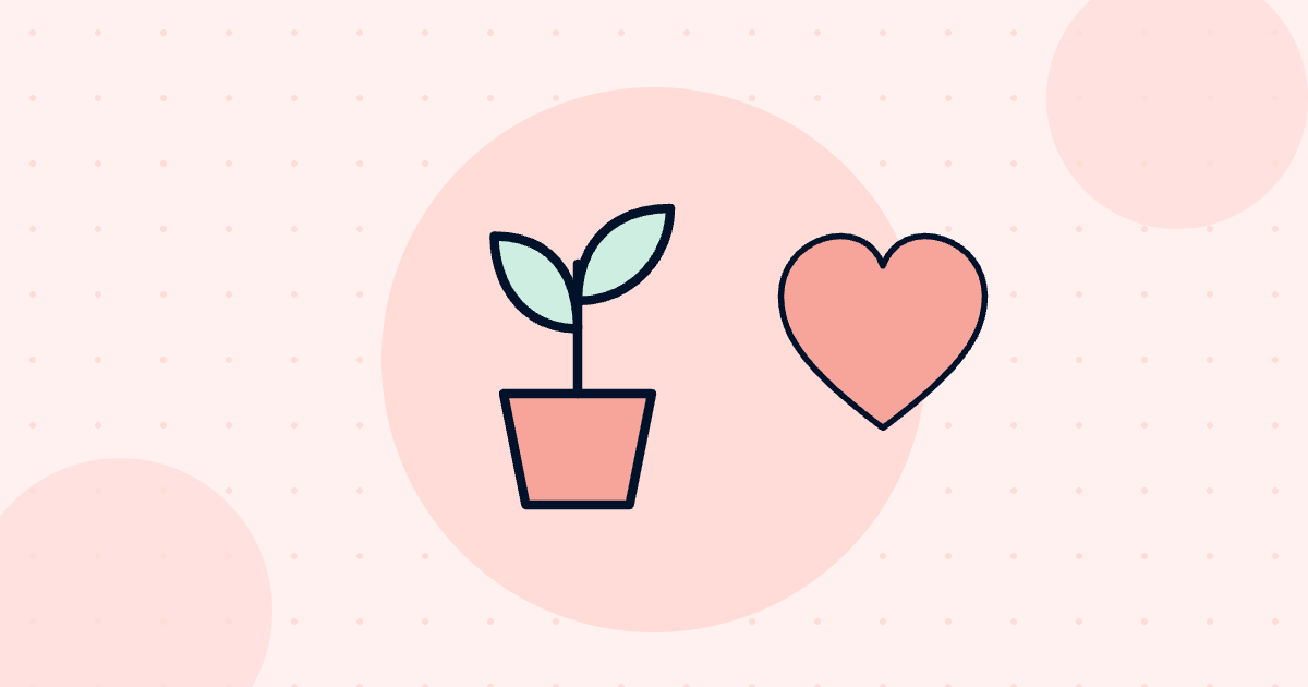 Employee wellbeing illustration showing a plant and a heart