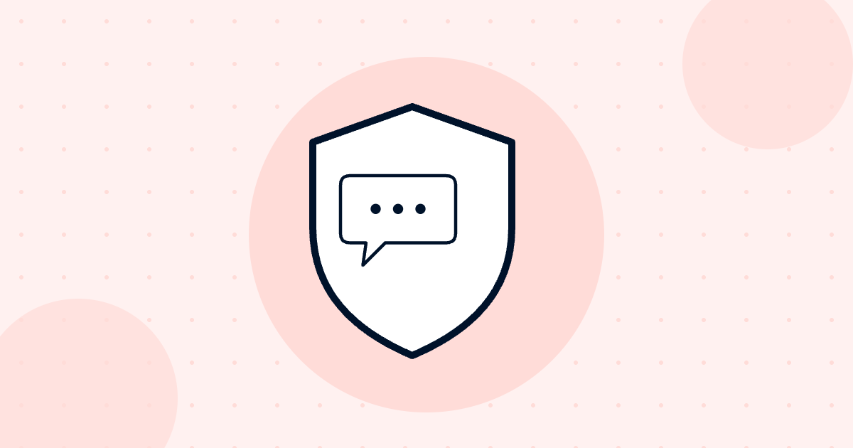 Psychological safety illustration showing a shield and a speech bubble