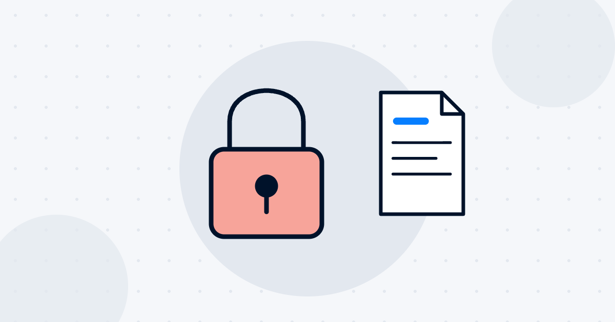 Employee data privacy illustration showing a padlock and a document