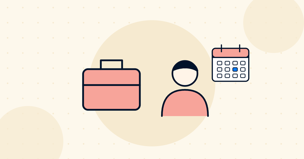 Contingent workforce illustration showing a briefcase, a person and a calendar