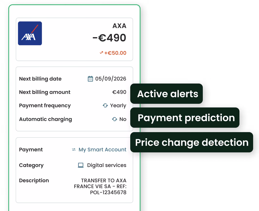 Tapix identifies recurring bank transfers and separates them from one-off payments