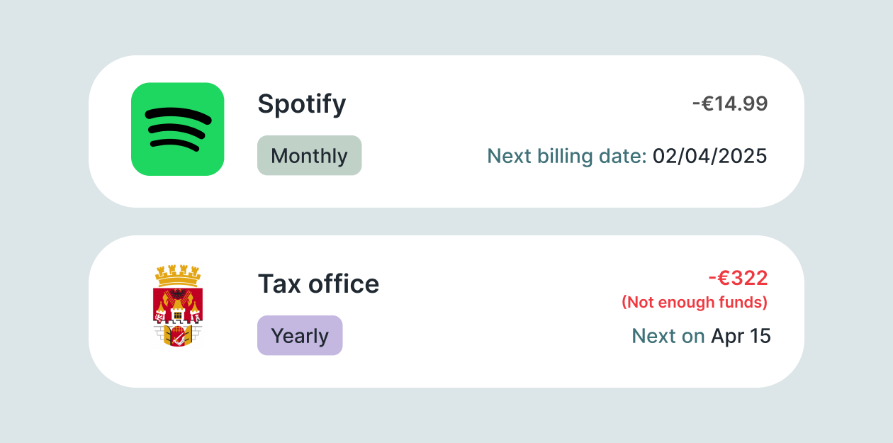 Recurring payment transaction view highlighting payment predictability