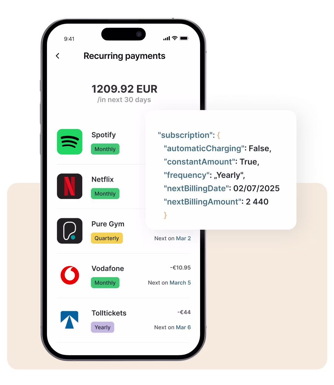 Differentiating between recurring and one-time payments