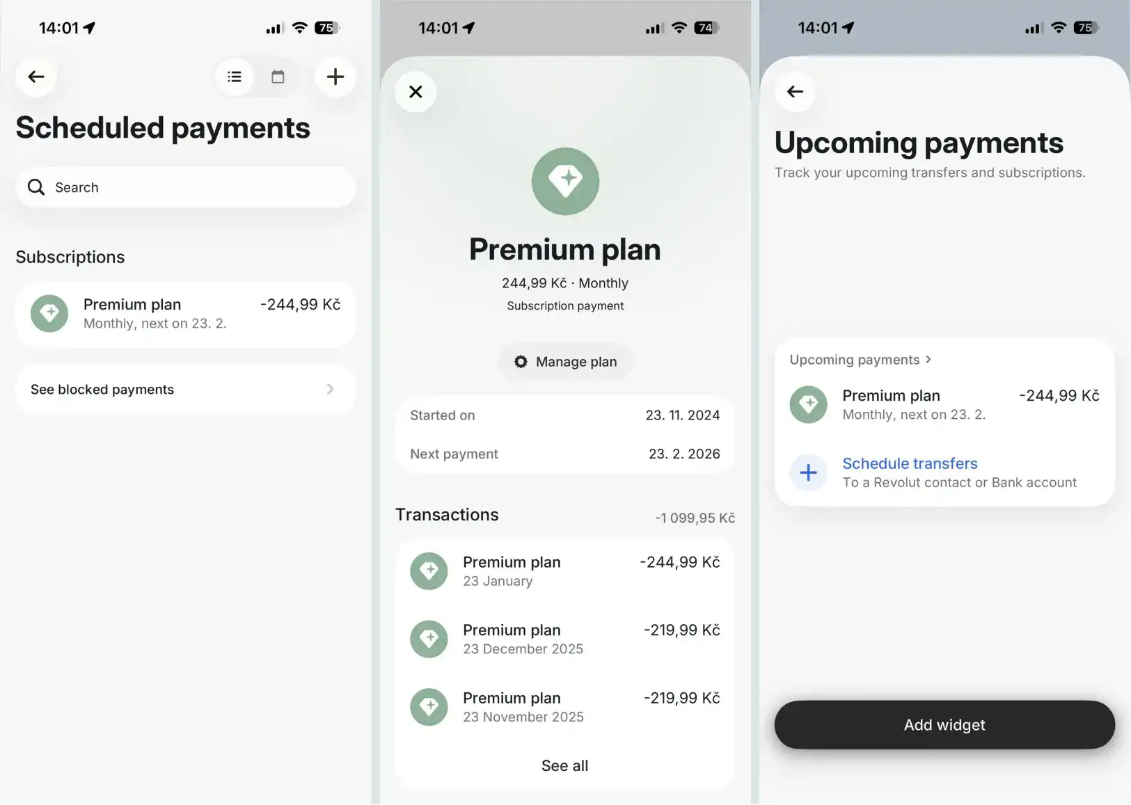 Subscription intelligence as customer value for schedule payments