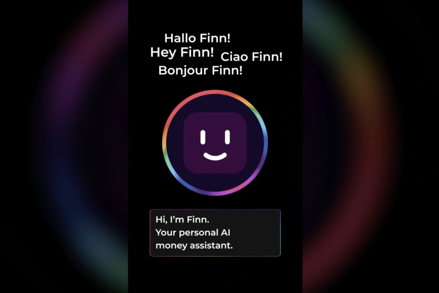 AI assistant Finn in bunq app interface prompting users to ask financial questions