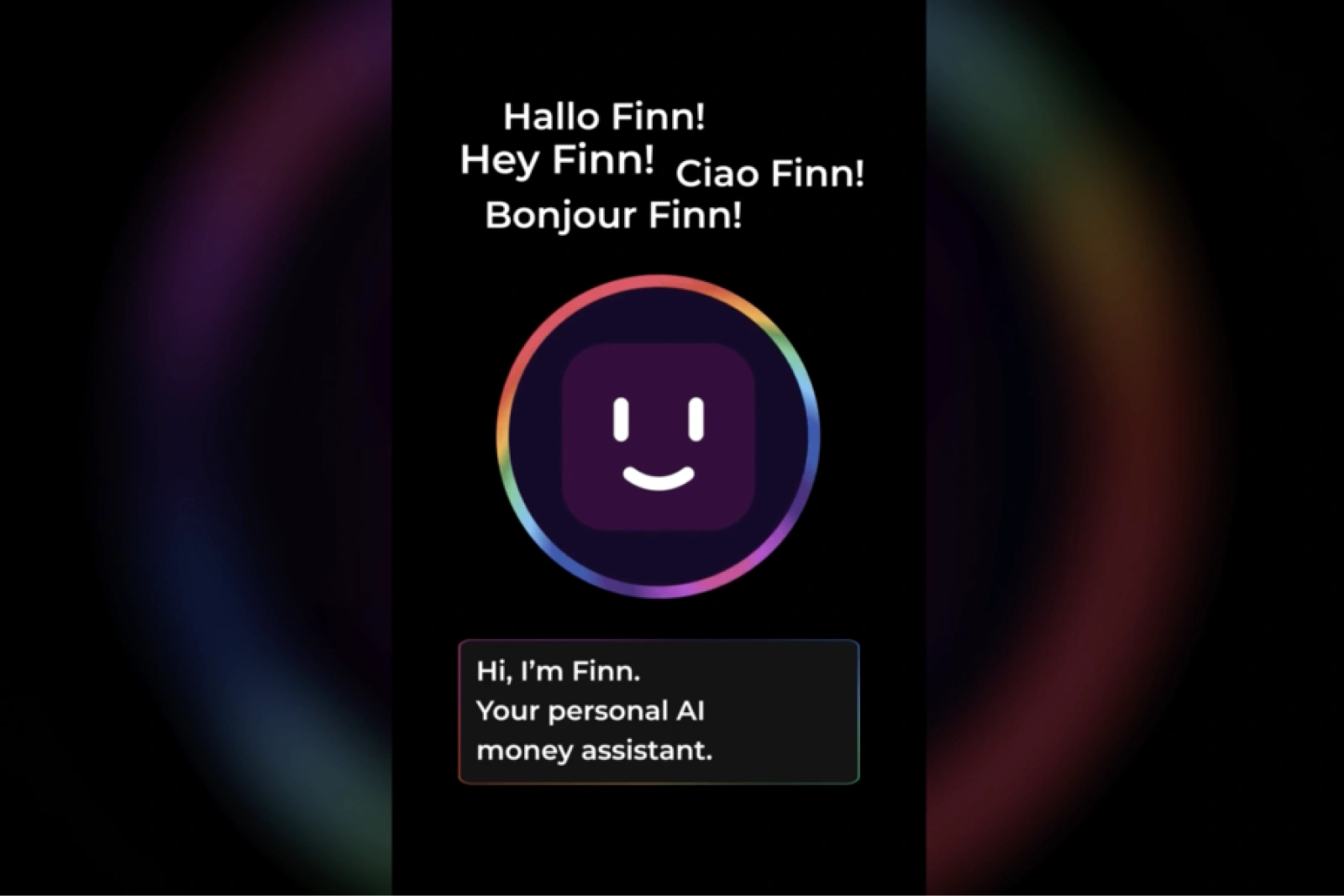 AI assistant Finn in bunq app interface prompting users to ask financial questions
