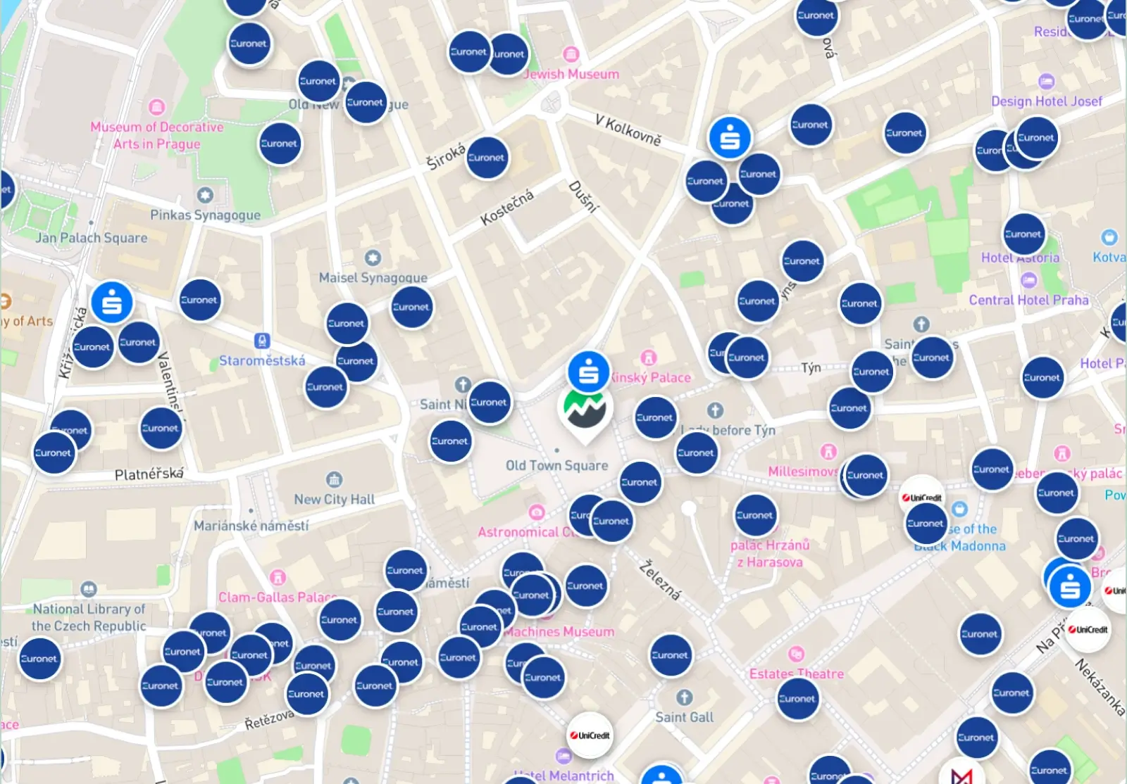 Map of Euronet ATMs in Prague | Tapix by Dateio