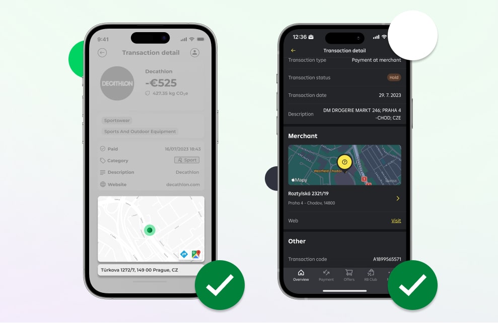 Precise map pin with the full text address alongside
