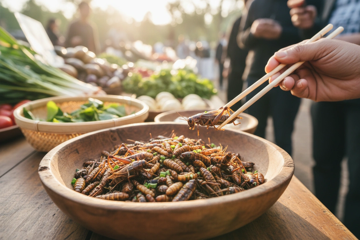 Professional image illustrating A Complete Guide to Insects as Food Sources