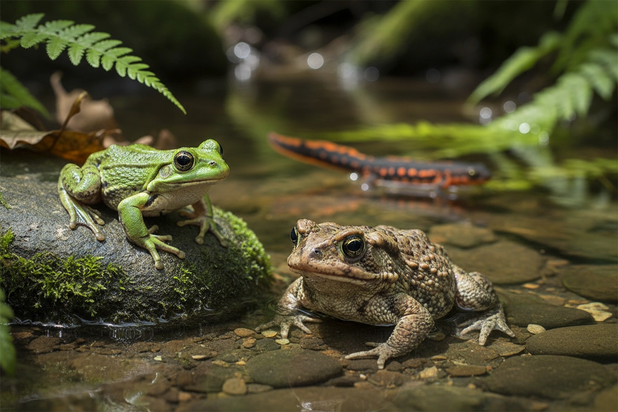 Professional image illustrating Identifying Amphibians: Frogs, Toads, and Salamanders