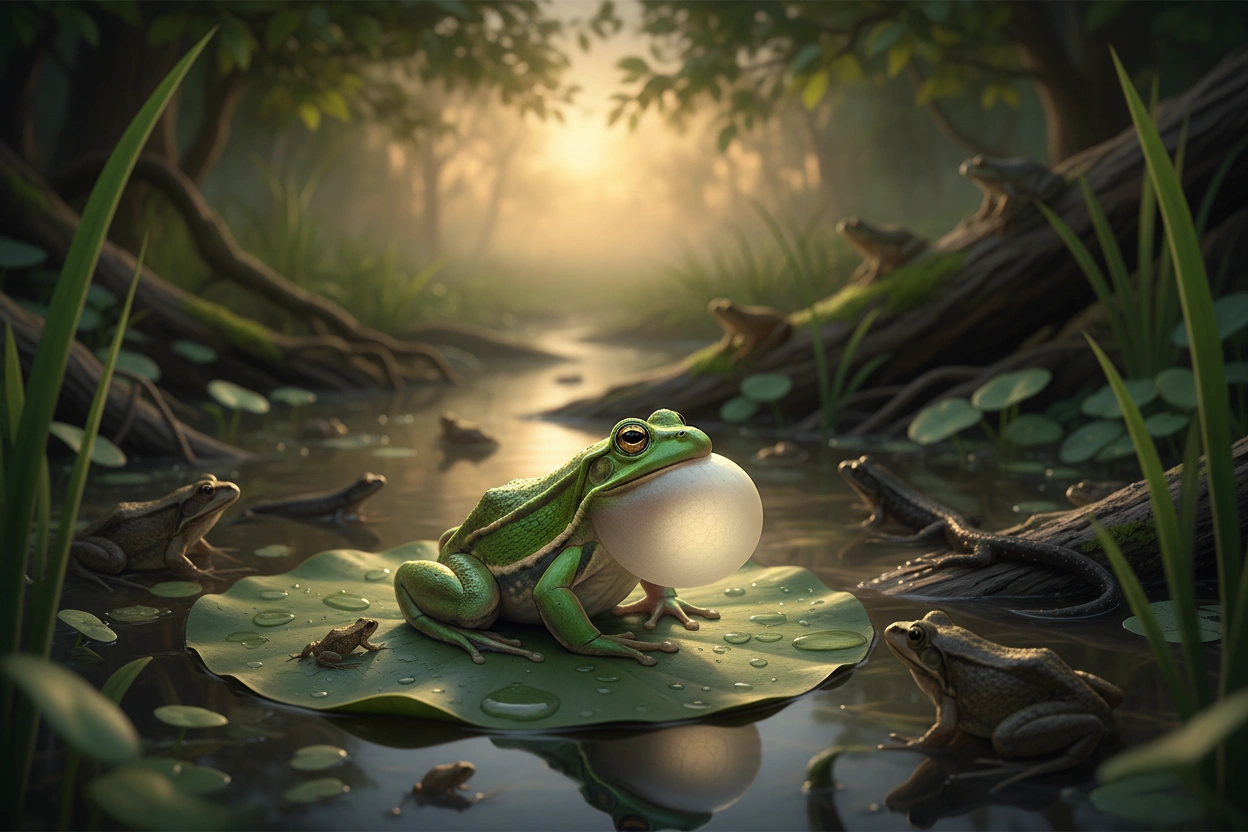 Professional image illustrating Frogs: The Vocal Amphibians