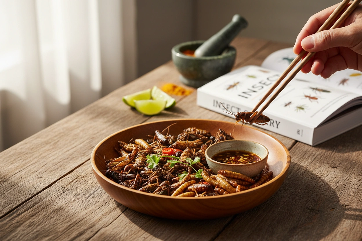 Professional image illustrating A Complete Guide to Insects as Food Sources