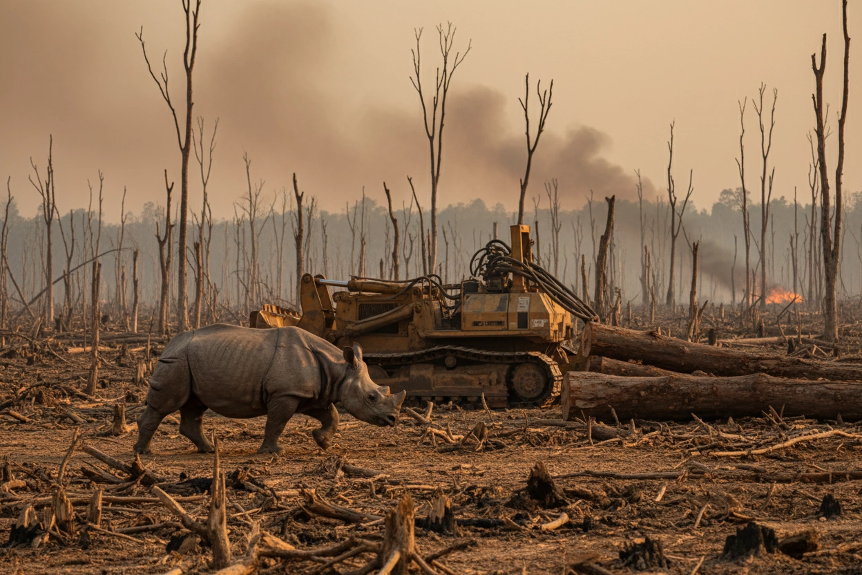 Professional image illustrating Causes of Decline in Endangered Animals