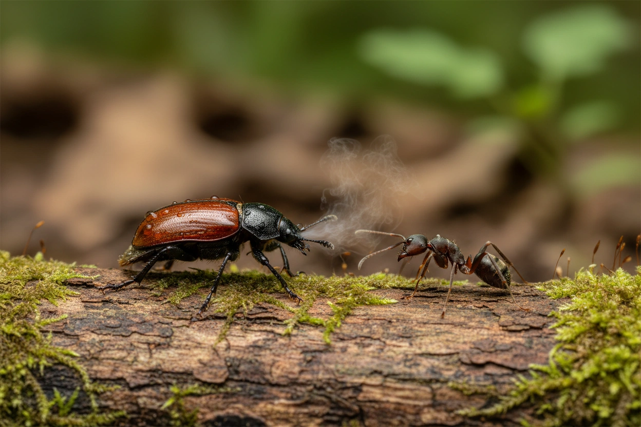 Professional image illustrating 3. Bombardier Beetle (Brachinus spp.)