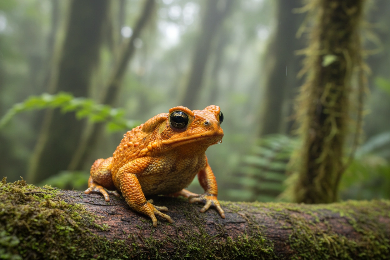 Professional image illustrating 1. Golden Toad (Incilius periglenes)