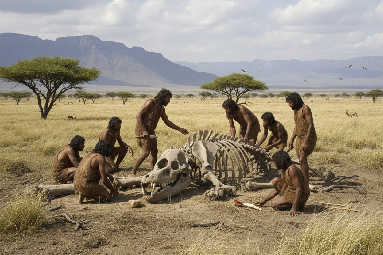 Professional image illustrating The Role of Prehistoric Animals in Human Evolution