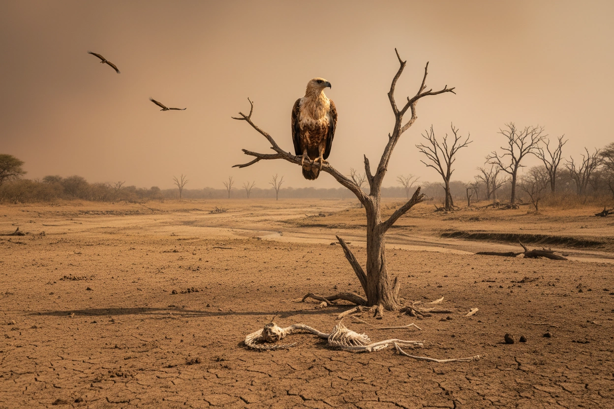 Professional image illustrating The Impact of Climate Change on Raptors in Africa