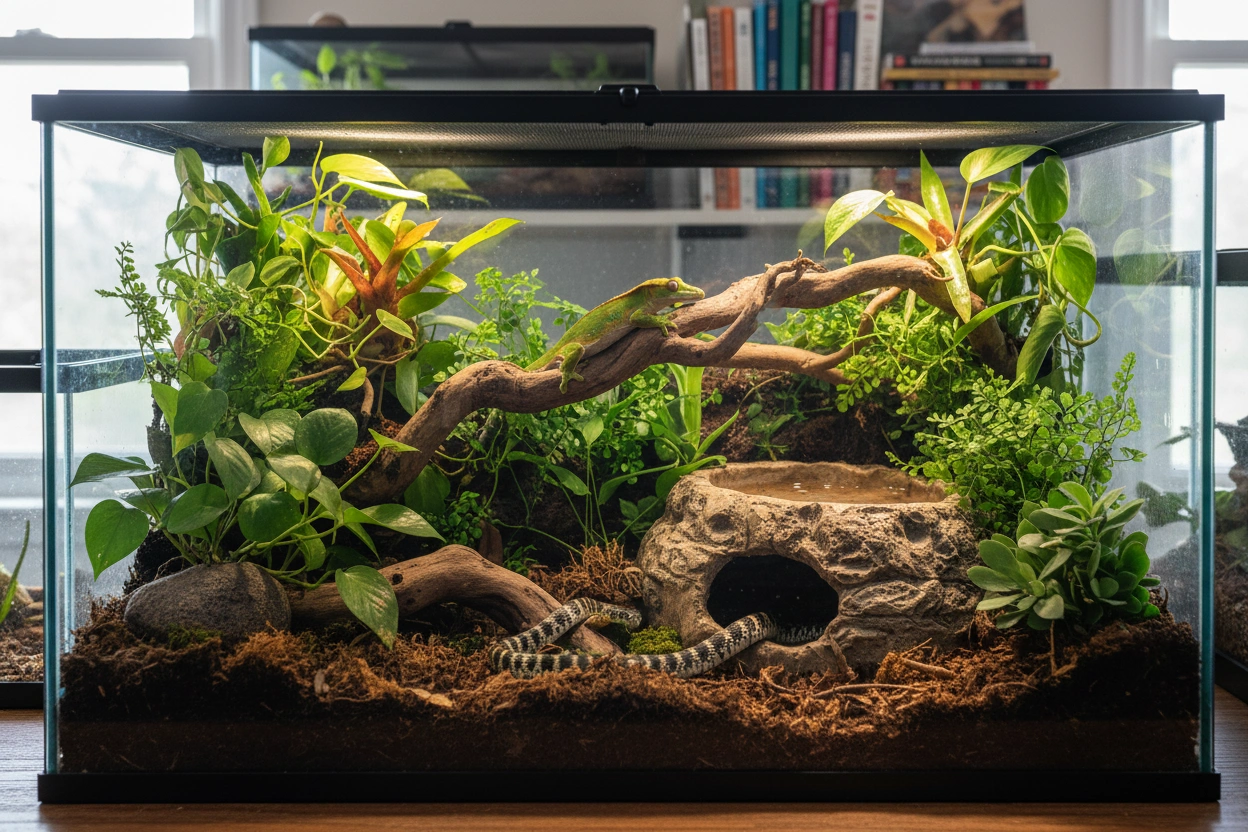Professional image illustrating Step-by-Step Instructions for Creating Naturalistic Reptile Habitats