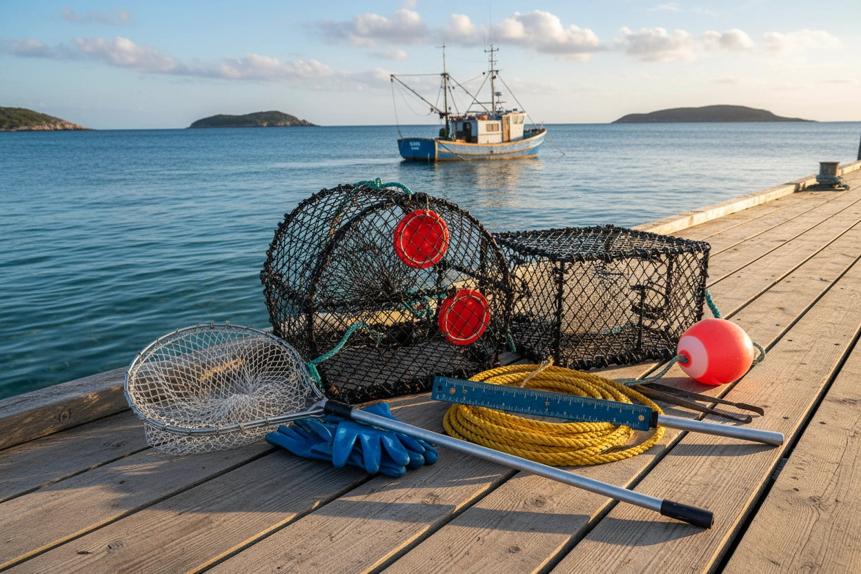 Professional image illustrating Tools and Equipment for Crustacean Harvesting