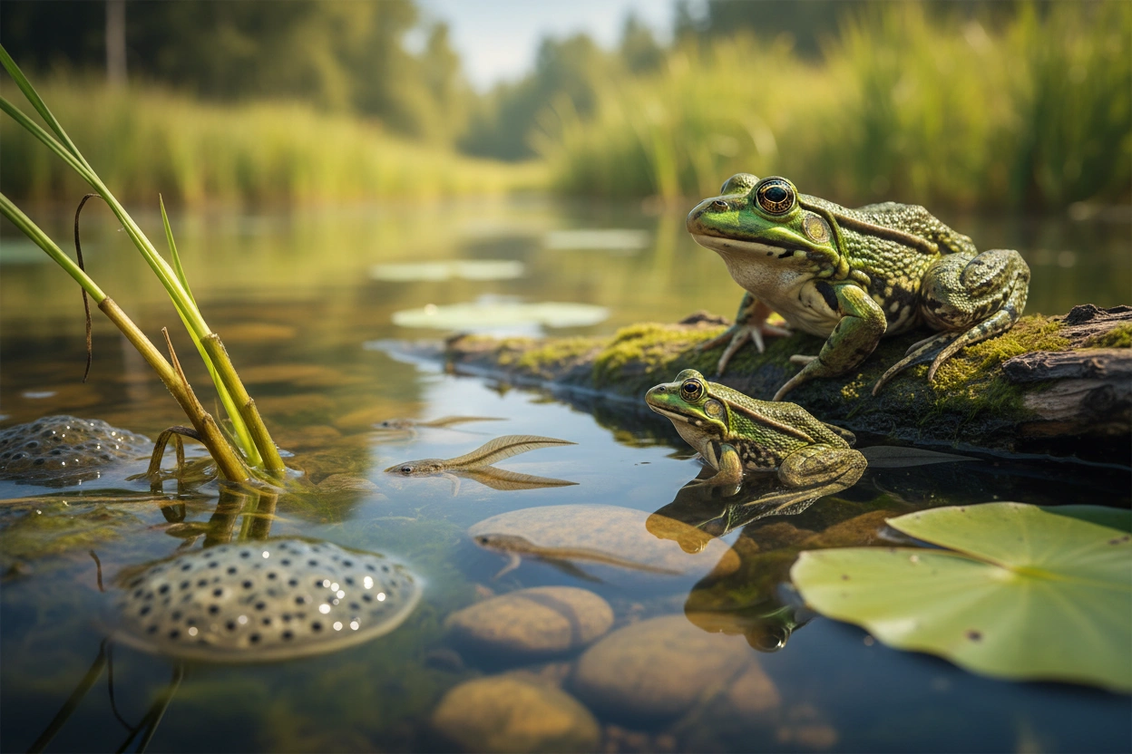 Professional image illustrating The Life Cycle of Amphibians