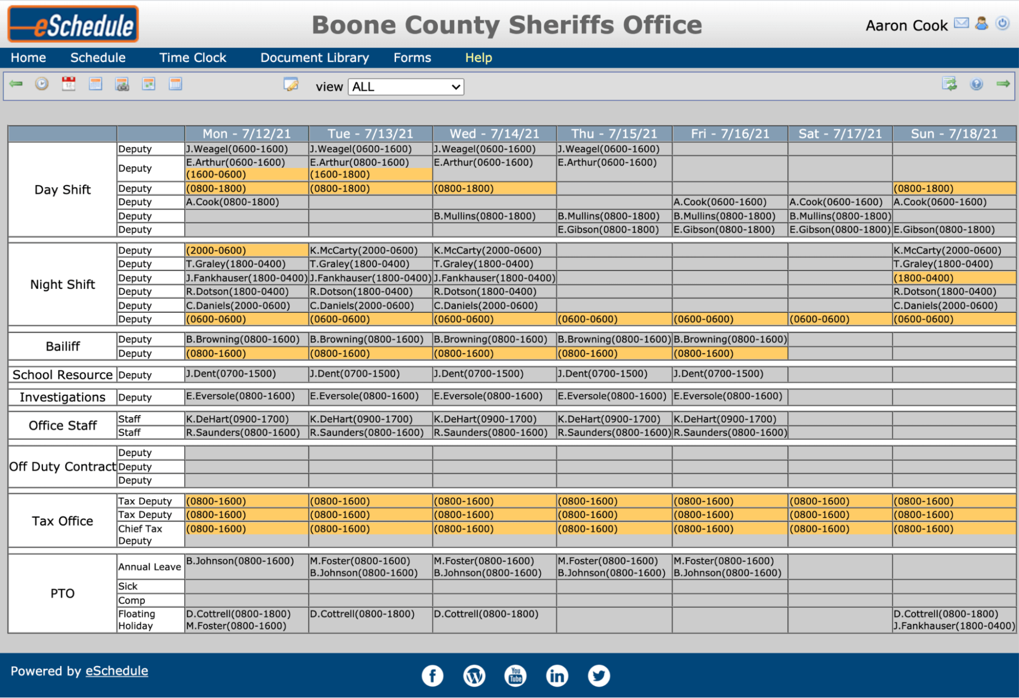 eSchedule- Fixed Hours