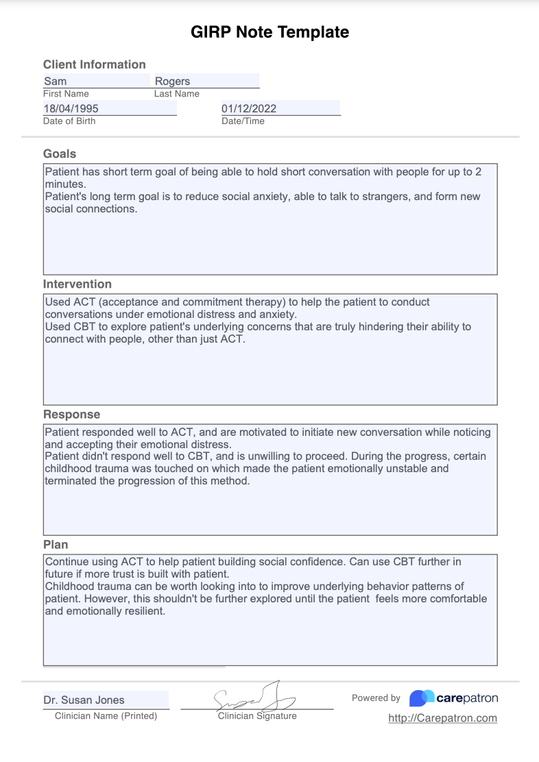 GIRP Notes Example (Sample)